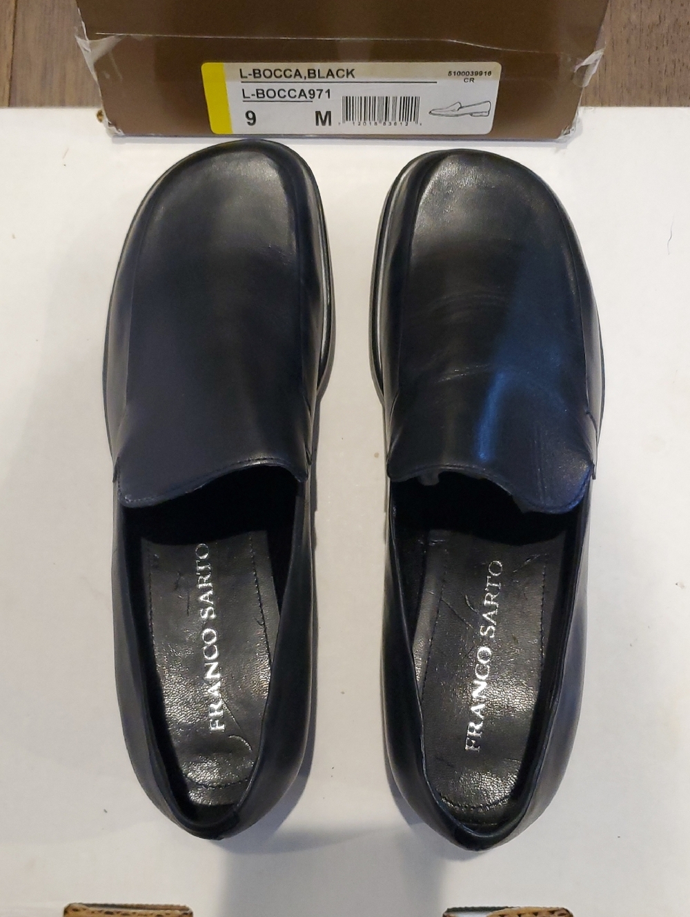 Franco Sarto Black Leather Slip-On Loafers